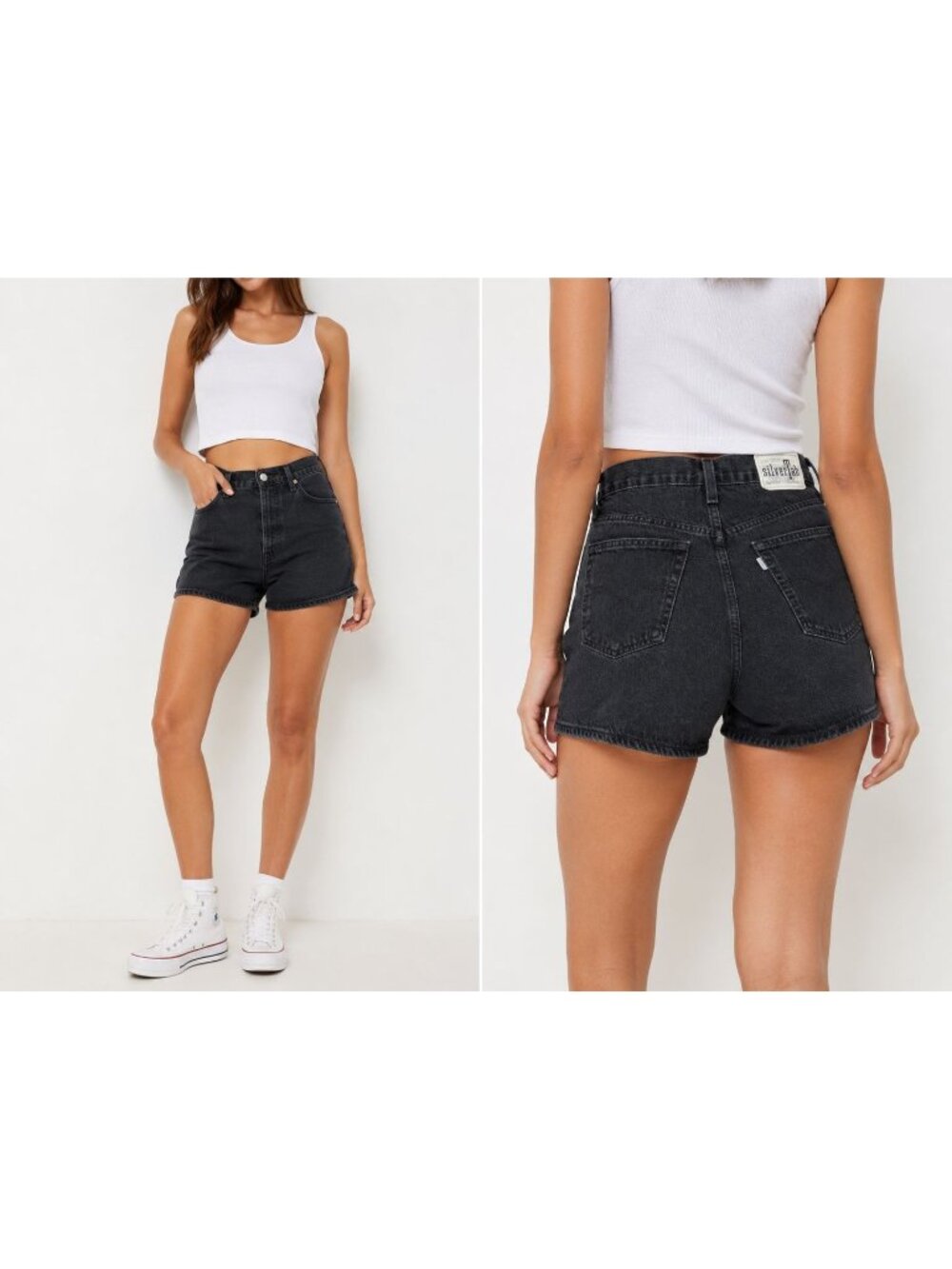 Levis Silver Tab Mom Shorts Black Denim Womens Size 31